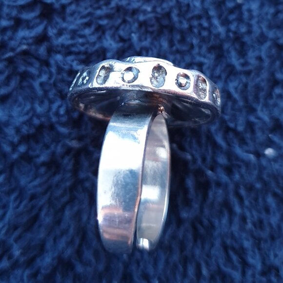 🌼 One-of-a-Kind Vintage Scandinavian Silver Floral Adjustable Statement Ring 🌼 - Picture 11 of 15